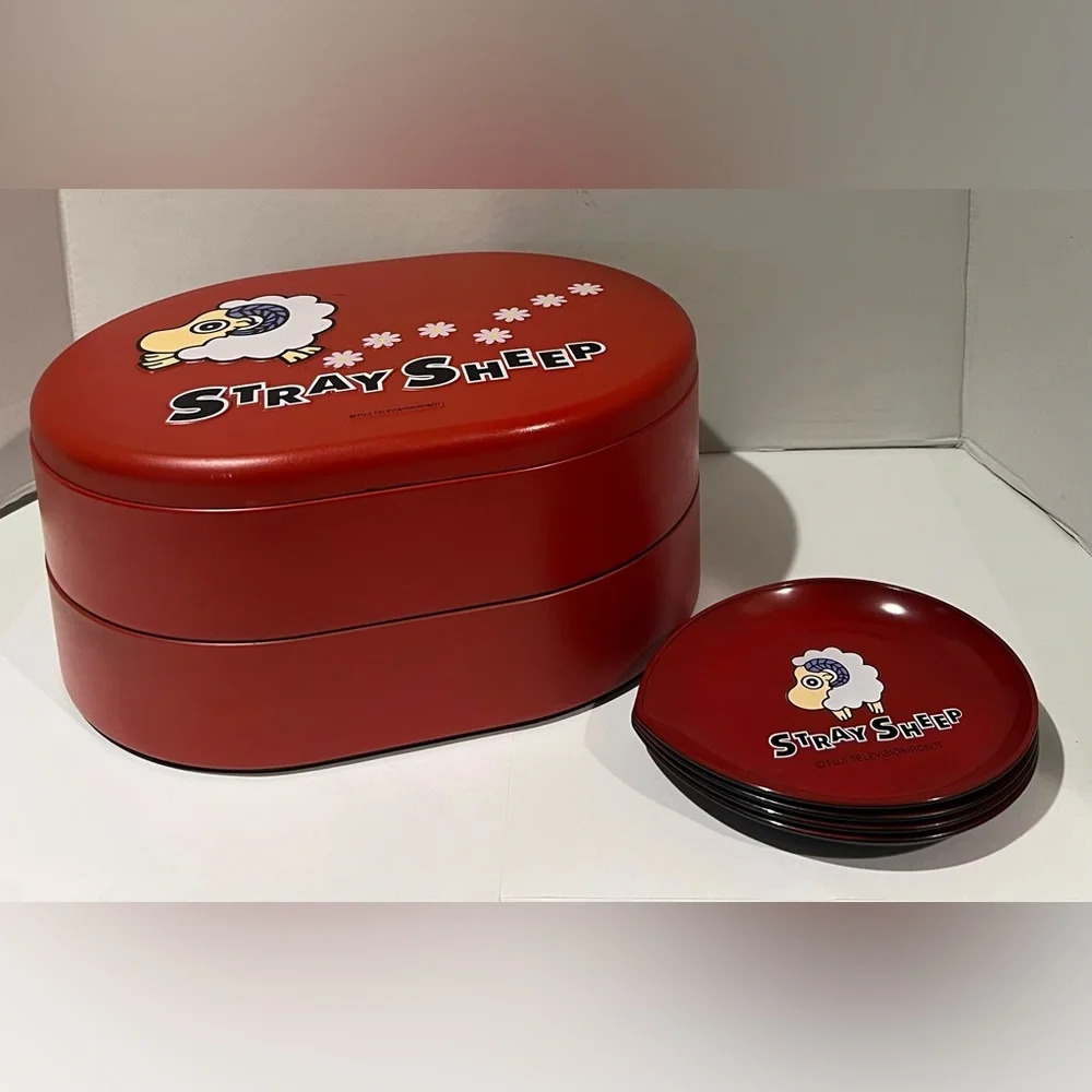 Stray Sheep Poe Fuji Television Robot Bento Jewelry Storage Container & 4 Plates